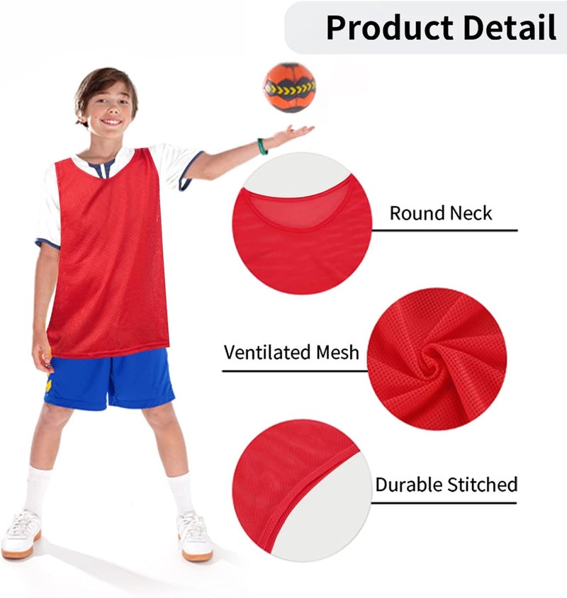 Mofech 12 Pack Pro Training Pinnies for Youth & Adult Mesh High-Vis Scrimmage Vests for Soccer, Basketball, Volleyball Teams - Image 3